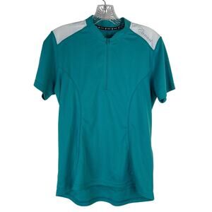 Canari Womens Cycling Jersey Shirt Size Medium 1/4 Zip Short Sleeve Blue